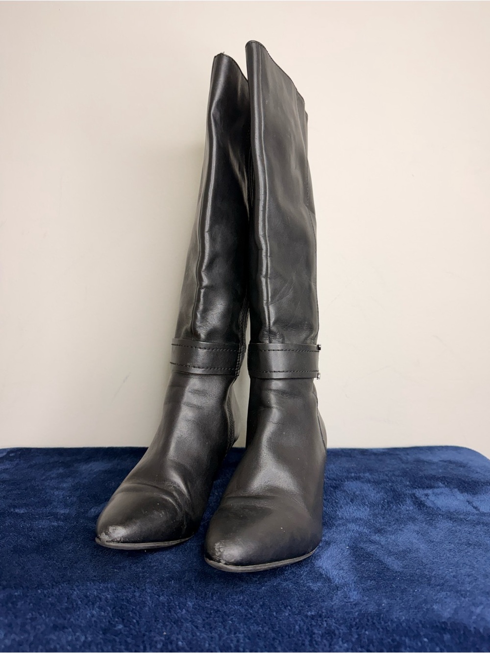 Anne Klein Black Knee High Leather Boots
